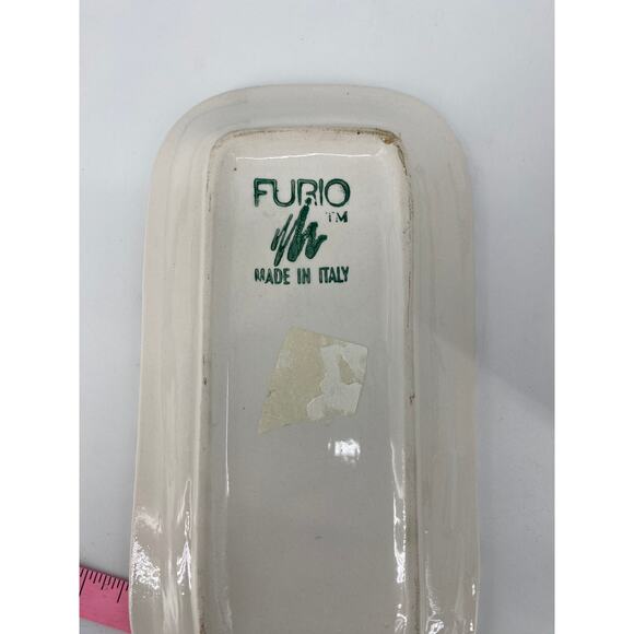 Furio Christmas Tree Sponge Holiday Butter Dish with lid Italy Stoneware - Picture 6 of 7